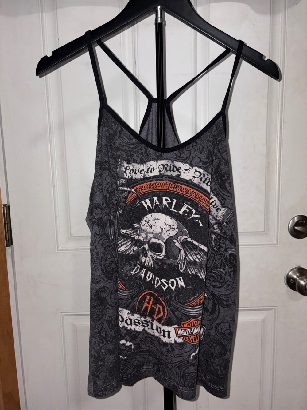 Harley Davidson All Over Print Skeleton Grey Tank Top